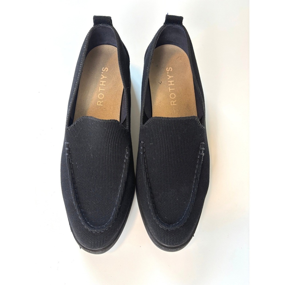 Rothy's The Lug Loafer Black Womens Size 10 Knit Slip On Shoes